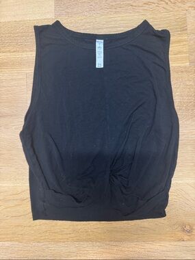 ALO Yoga Black Twist-Front Sleeveless Tank